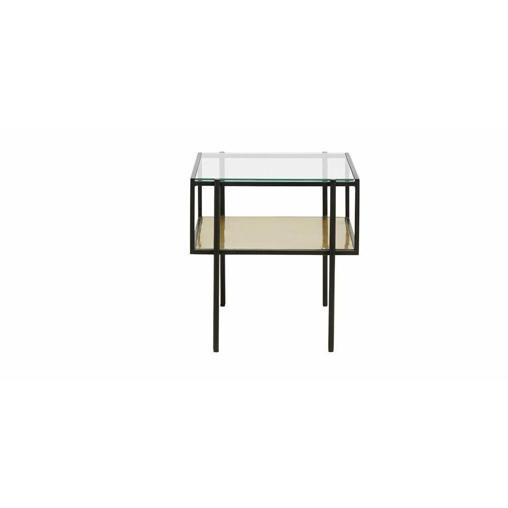 Nordal PARANA sofabord med klar glas - 45x45 cm - sort/gylden