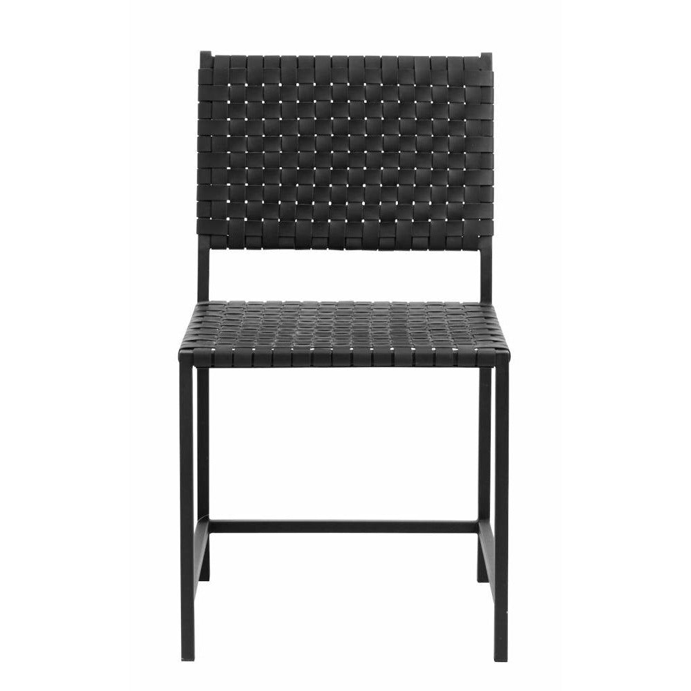 Nordal Spisebordsstol i flettet læder med jernstel - sort