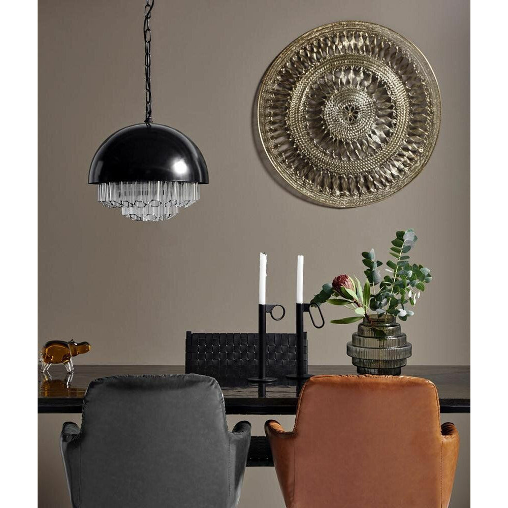 Nordal Spisebordsstol i flettet læder med jernstel - sort