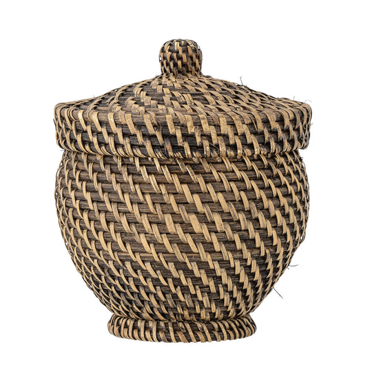 Bloomingville Leoonie Kurv m/Låg, Sort, Rattan - Bloomingville - DesignGaragen.dk