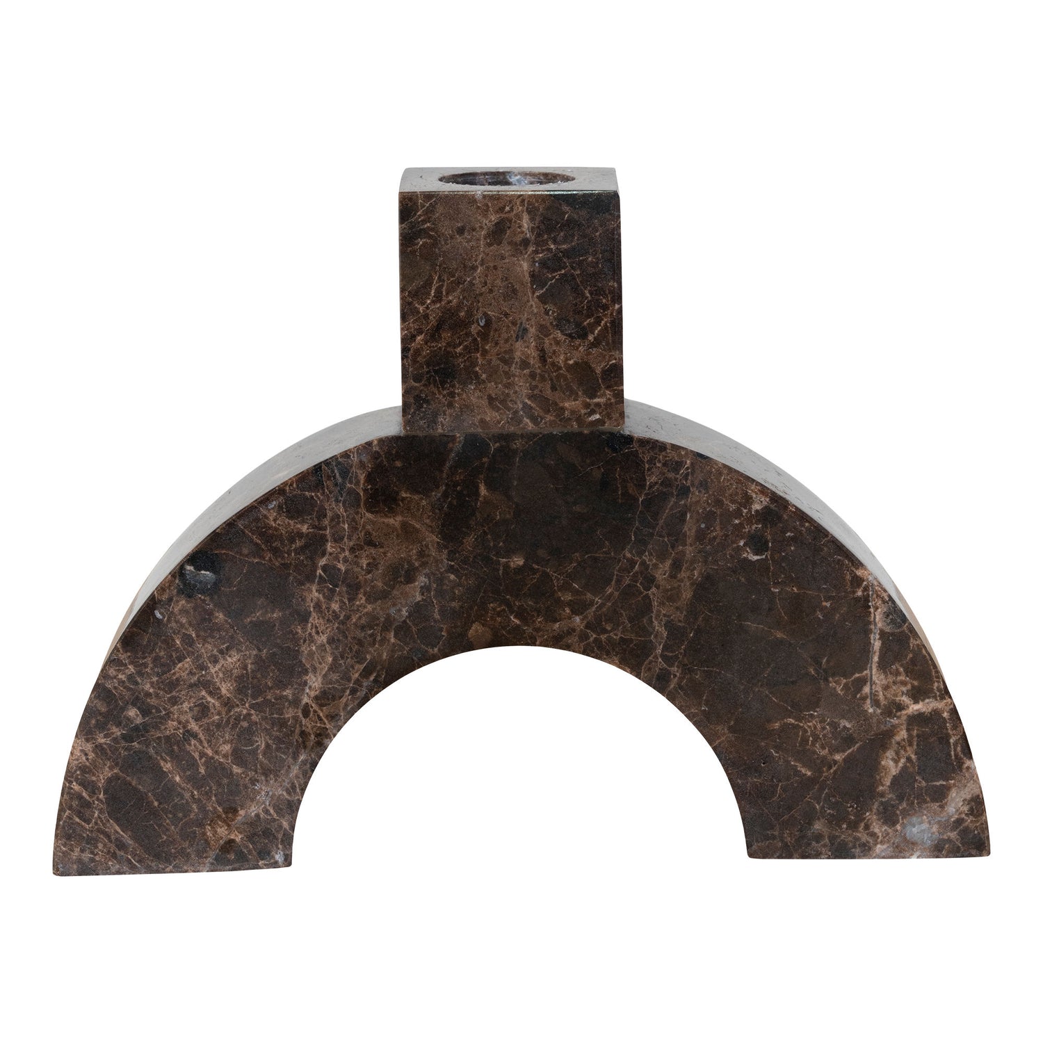 Lysestage - Lysestage i marmor, brun, 15x3,5x11 cm