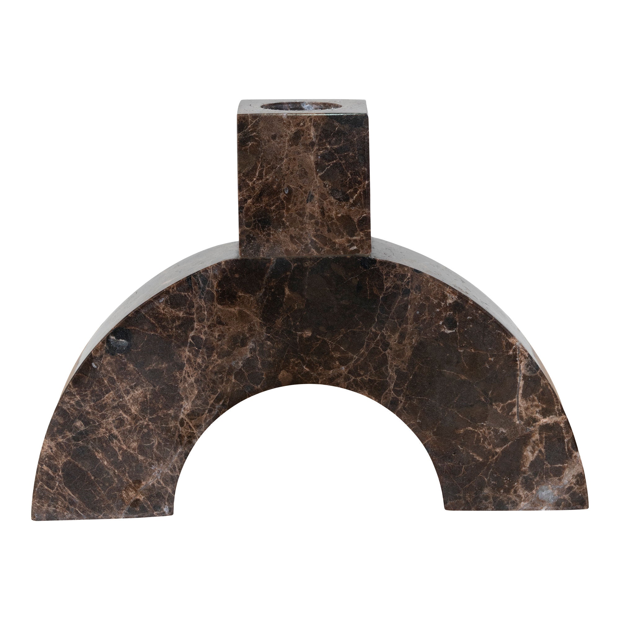 Lysestage - Lysestage i marmor, brun, 15x3,5x11 cm