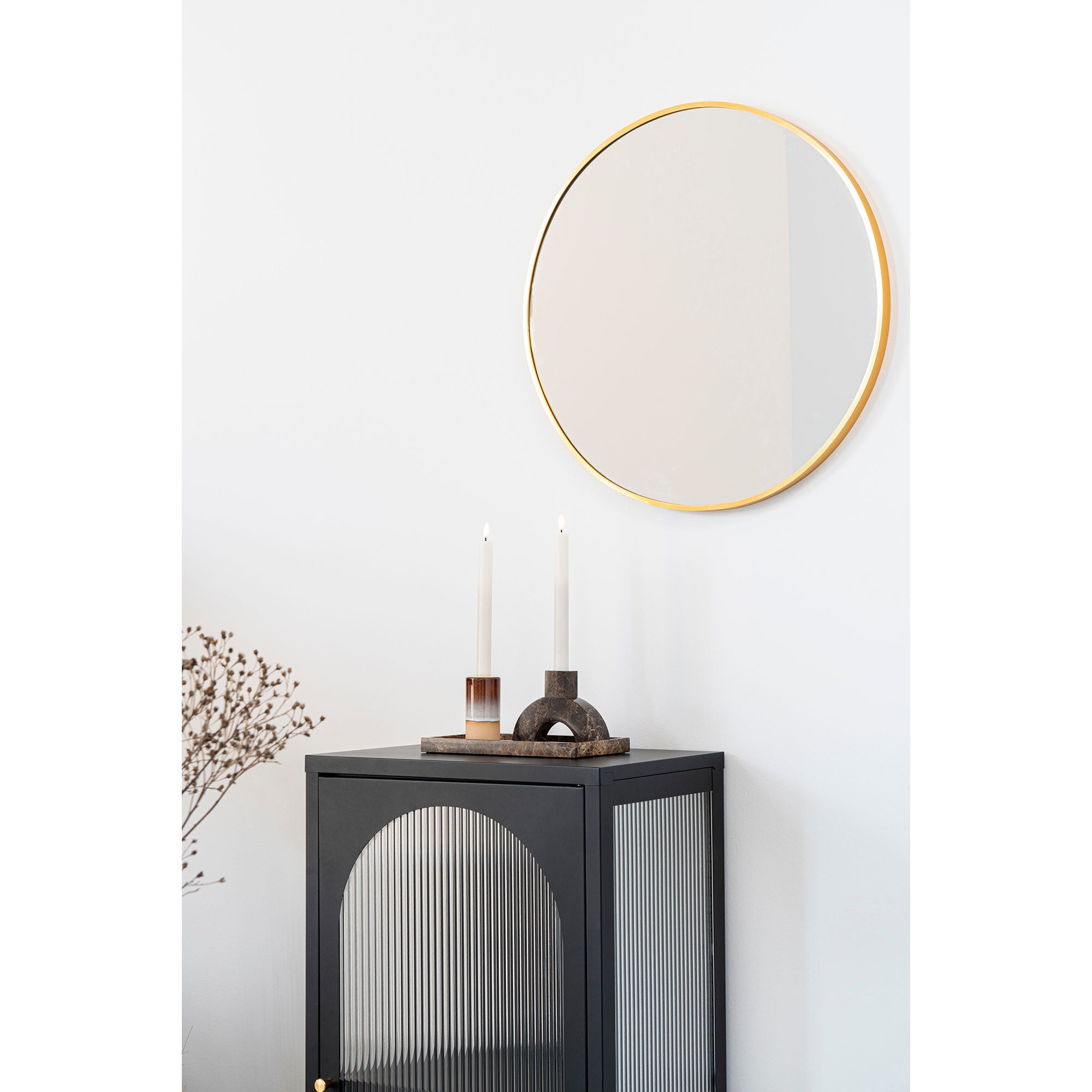 Lysestage - Lysestage i marmor, brun, 15x3,5x11 cm