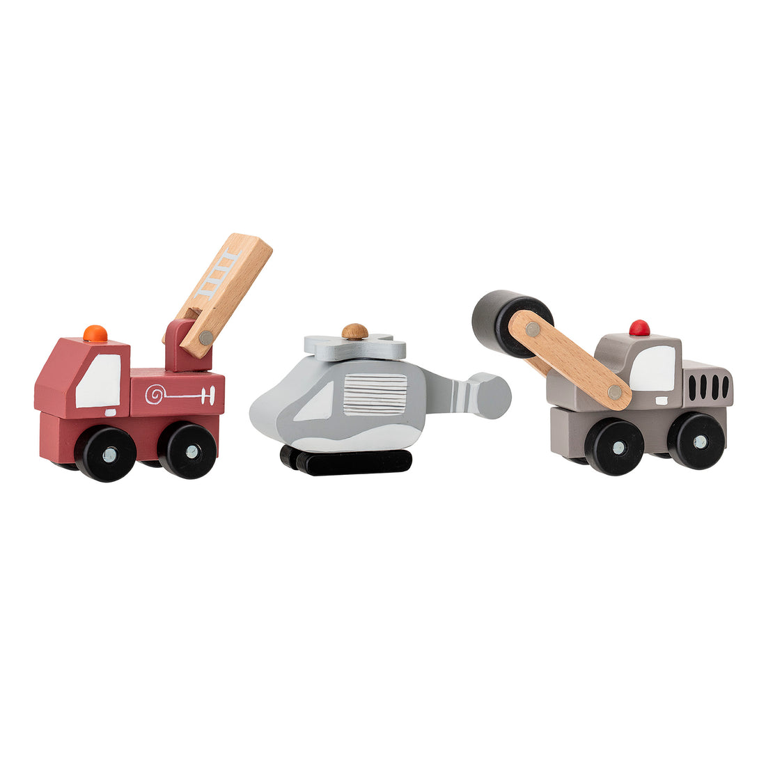 Ariston Legetøjsbil, Grå, MDF - L8xH8xW5,5/L12xH8xW5,5/L13xH8xW5,5 cm, Set of 3 - BLOOMINGVILLE MINI - DesignGaragen.dk