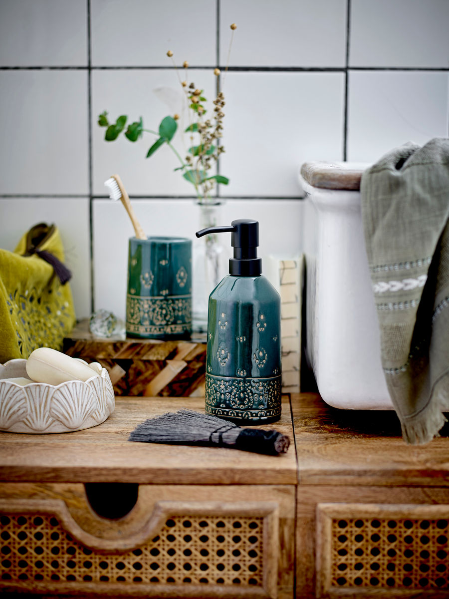 Bloomingville Cheran Sæbedispensersæt, Grøn, Stentøj - Bloomingville - DesignGaragen.dk