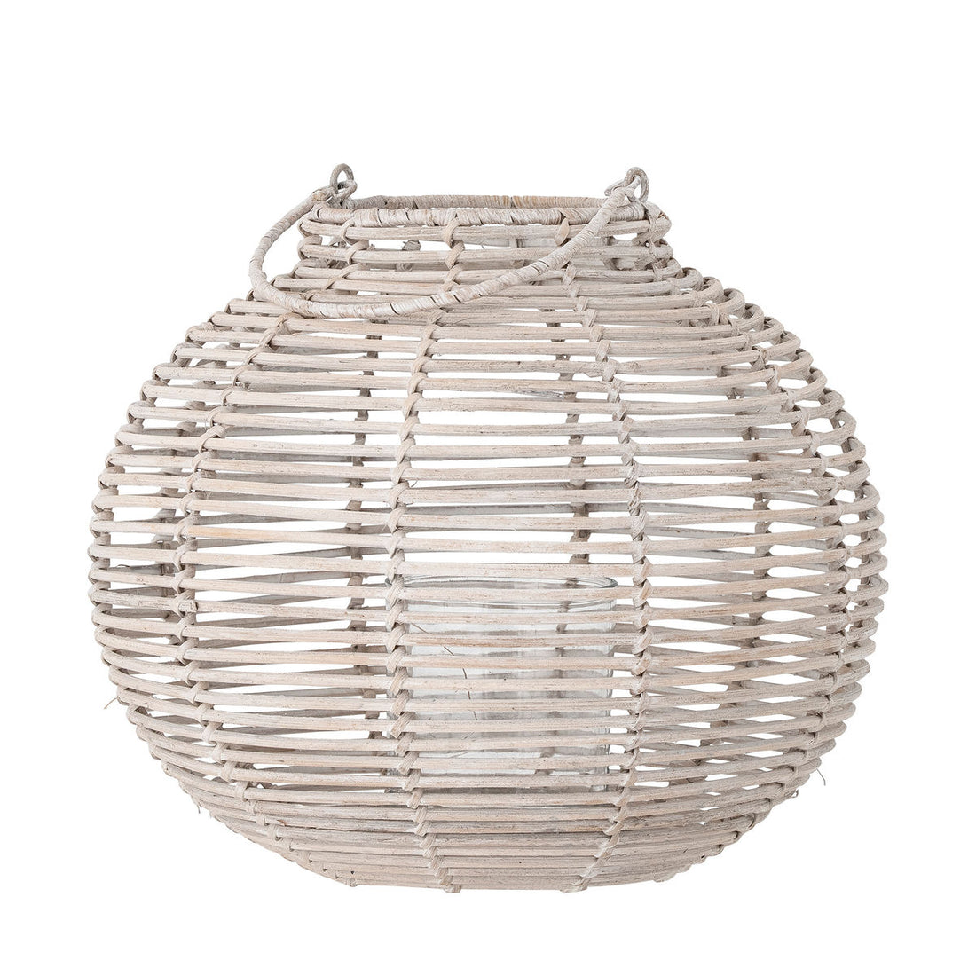 Bloomingville Malua Lanterne m/Glas, Hvid, Rattan