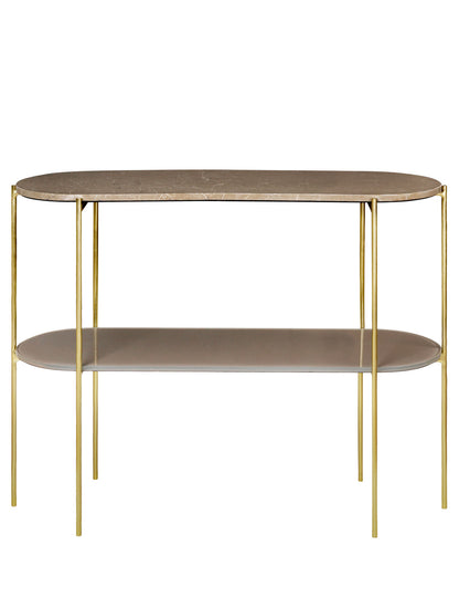 Cozy Living Laura Console MarbleTable  - TOFFEE BROWN with Brass Base