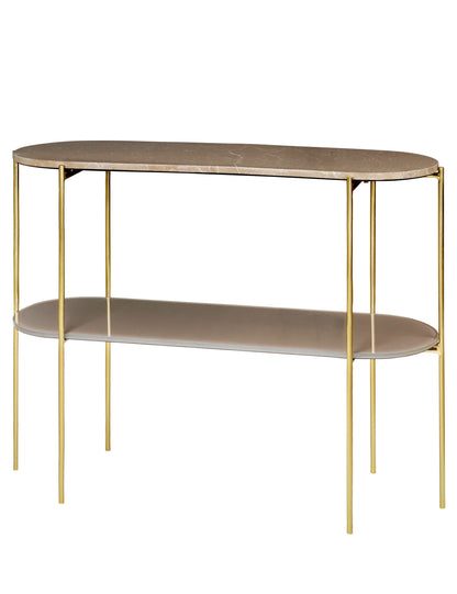 Cozy Living Laura Console MarbleTable  - TOFFEE BROWN with Brass Base