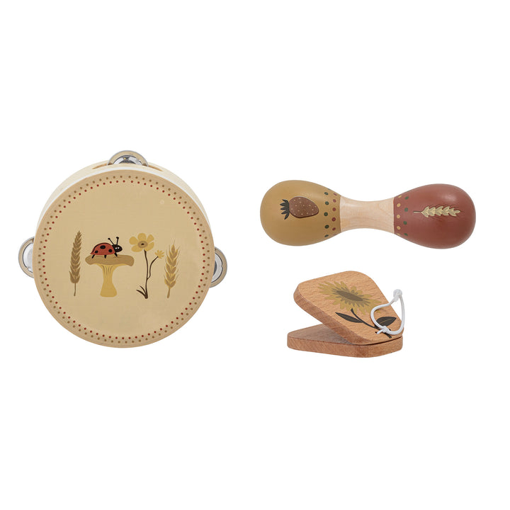 BLOOMINGVILLE MINI Driss Musikinstrument, Brun, Krydsfiner - D15xL14,5/7,5xH4/5xW7 cm, Set of 3 - DesignGaragen.dk.