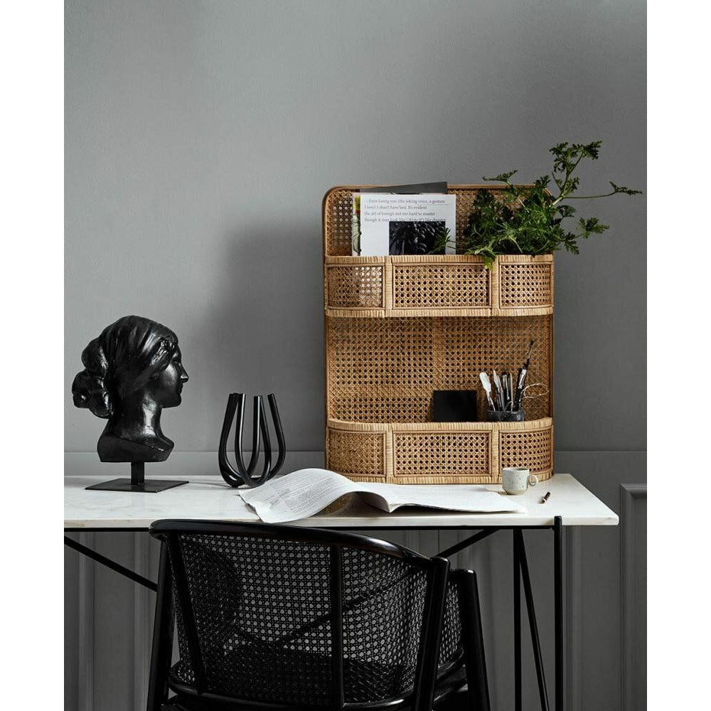 Nordal LUCCA hylde i rattan med flet - 70x55 cm - natur