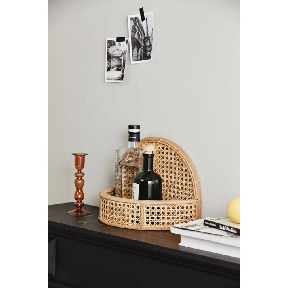 Nordal KUTA hylde i rattan m/flet - small - 24x32 cm - natur