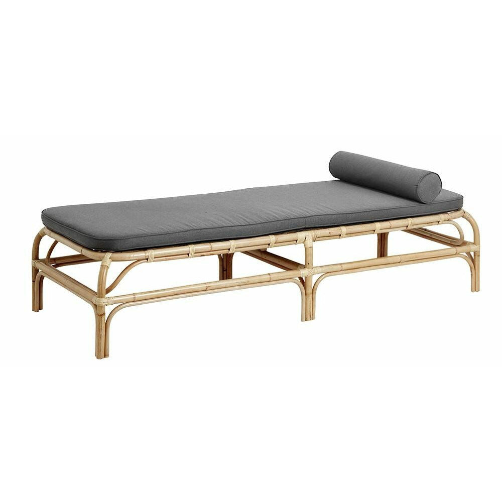 Nordal BALI daybed i rattan med hynde - l203 cm - natur/grå