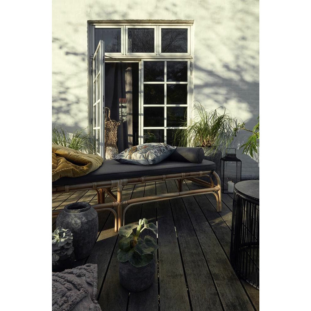 Nordal BALI daybed i rattan med hynde - l203 cm - natur/grå