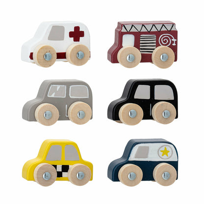 Avin Legetøjsbil, Grå, MDF - L6xH4xB4 cm, Set of 6 - BLOOMINGVILLE MINI - DesignGaragen.dk