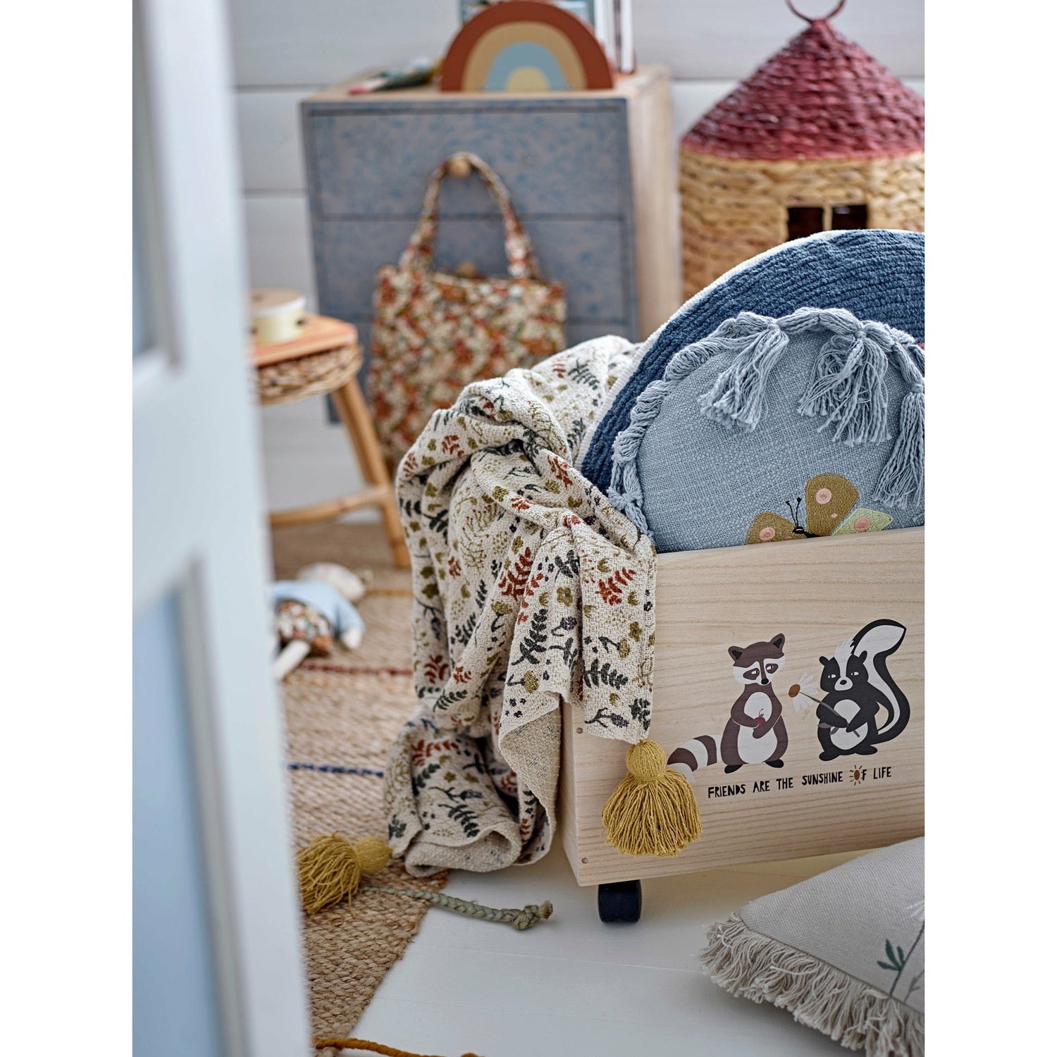 Filipa Plaid, Gul, Genanvendt Bomuld - L130xW160 cm - BLOOMINGVILLE MINI - DesignGaragen.dk