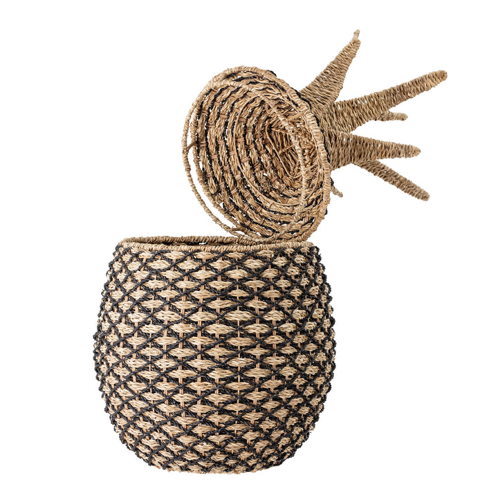 BLOOMINGVILLE MINI Rosamaj Kurv m/Låg, Sort, Pandan - D40xH80 cm - DesignGaragen.dk.