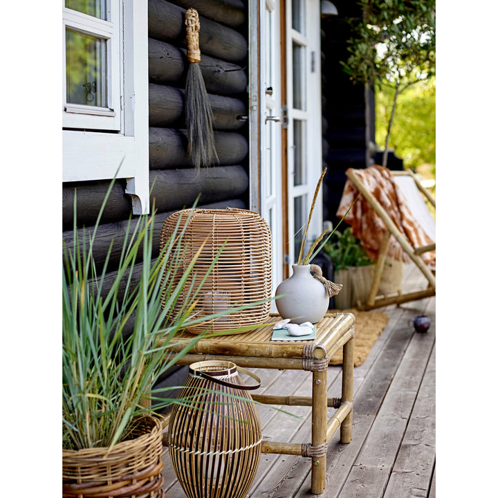 BLOOMINGVILLE Nei Lanterne m/Glas, Natur, Rattan - D35xH47 cm - DesignGaragen.dk.