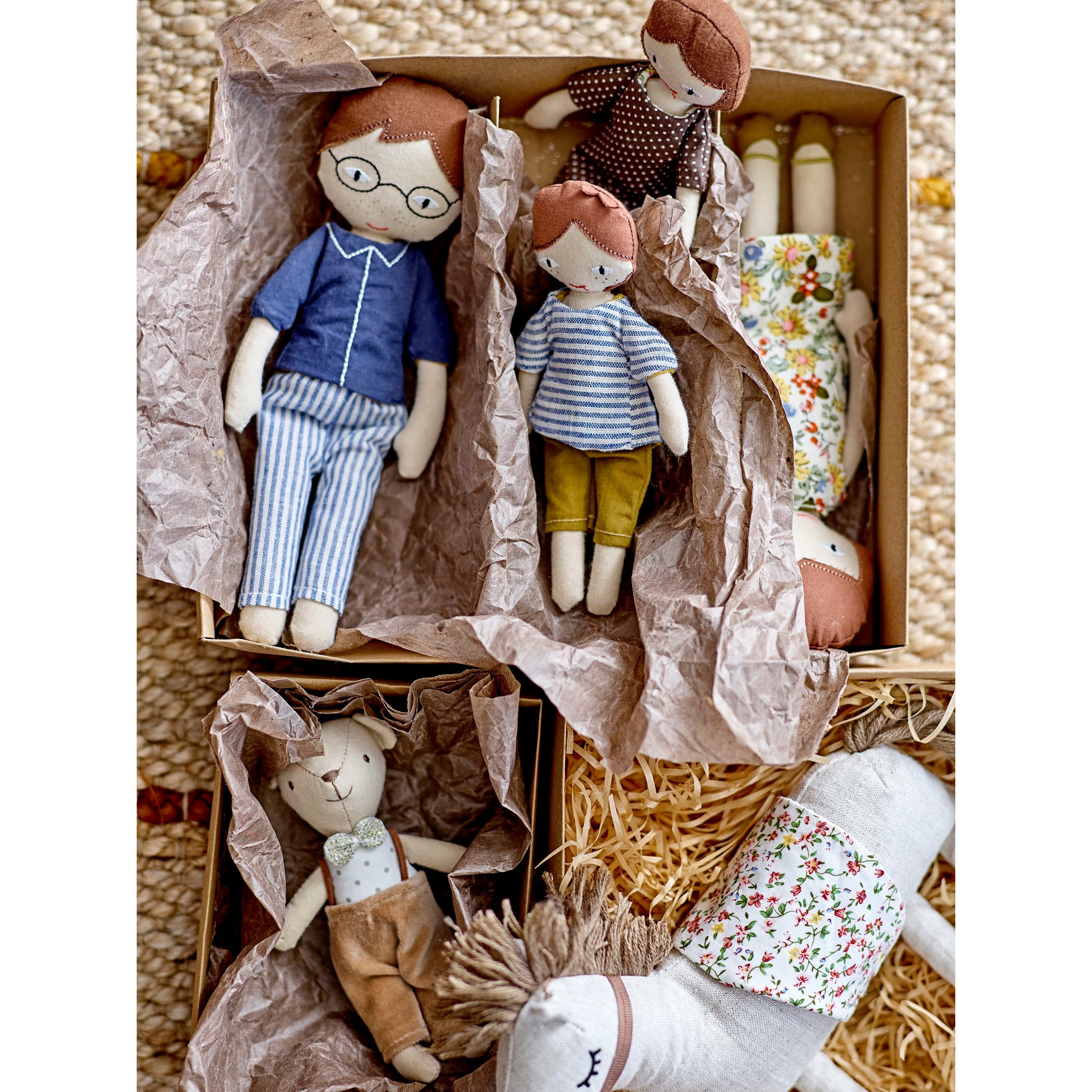 BLOOMINGVILLE MINI Webster Doll, Brun, Bomuld - L9xH23xW4 cm, Set of 4 - DesignGaragen.dk.