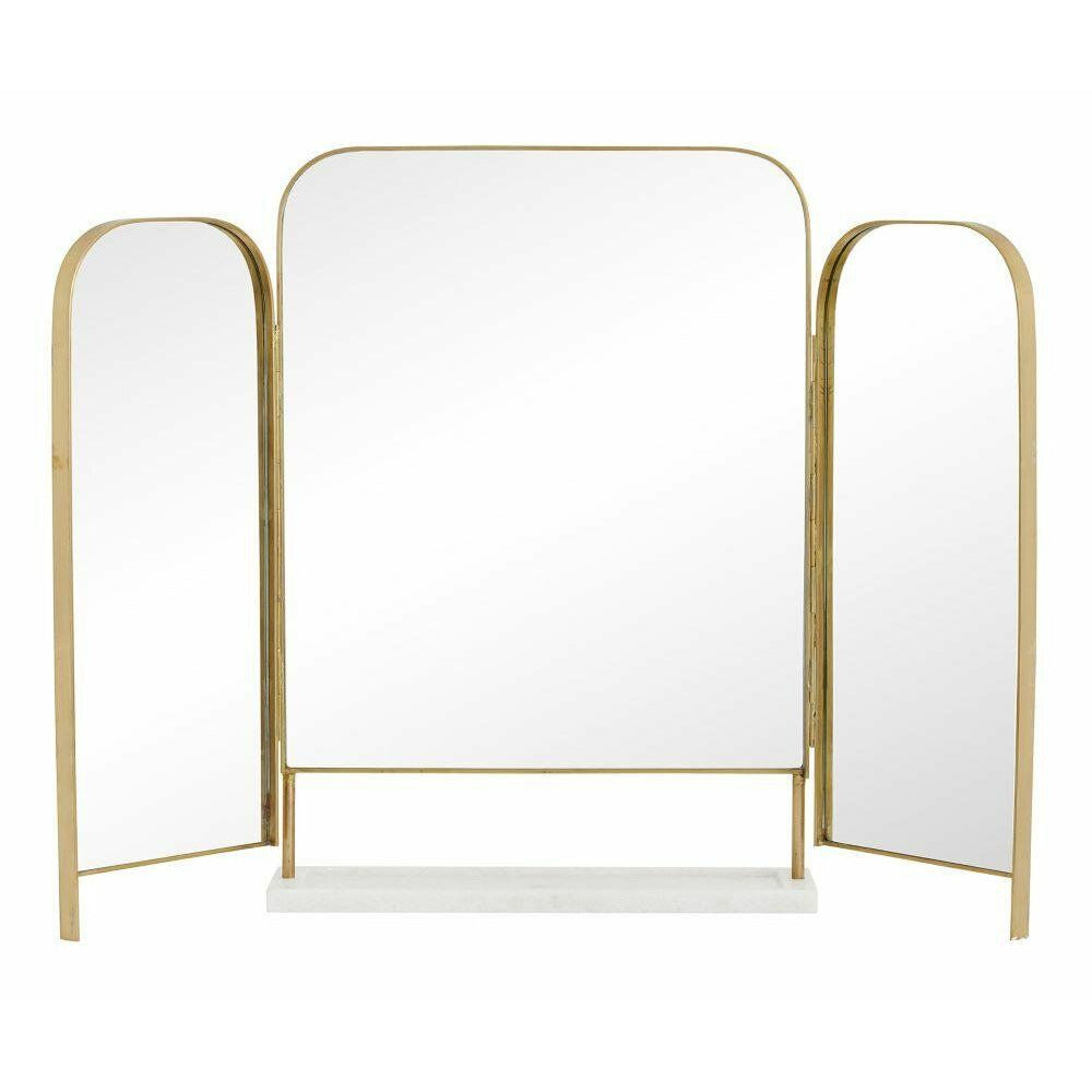 OTUS bordspejl – H57,5 cm – guld finish/hvid marmor