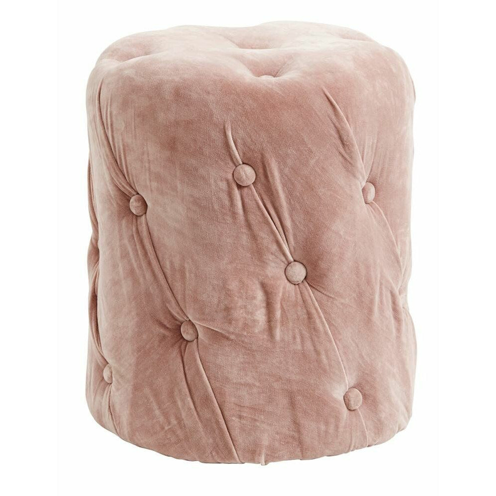 Nordal Puf med betræk i velour – h46 cm – støvet rosa