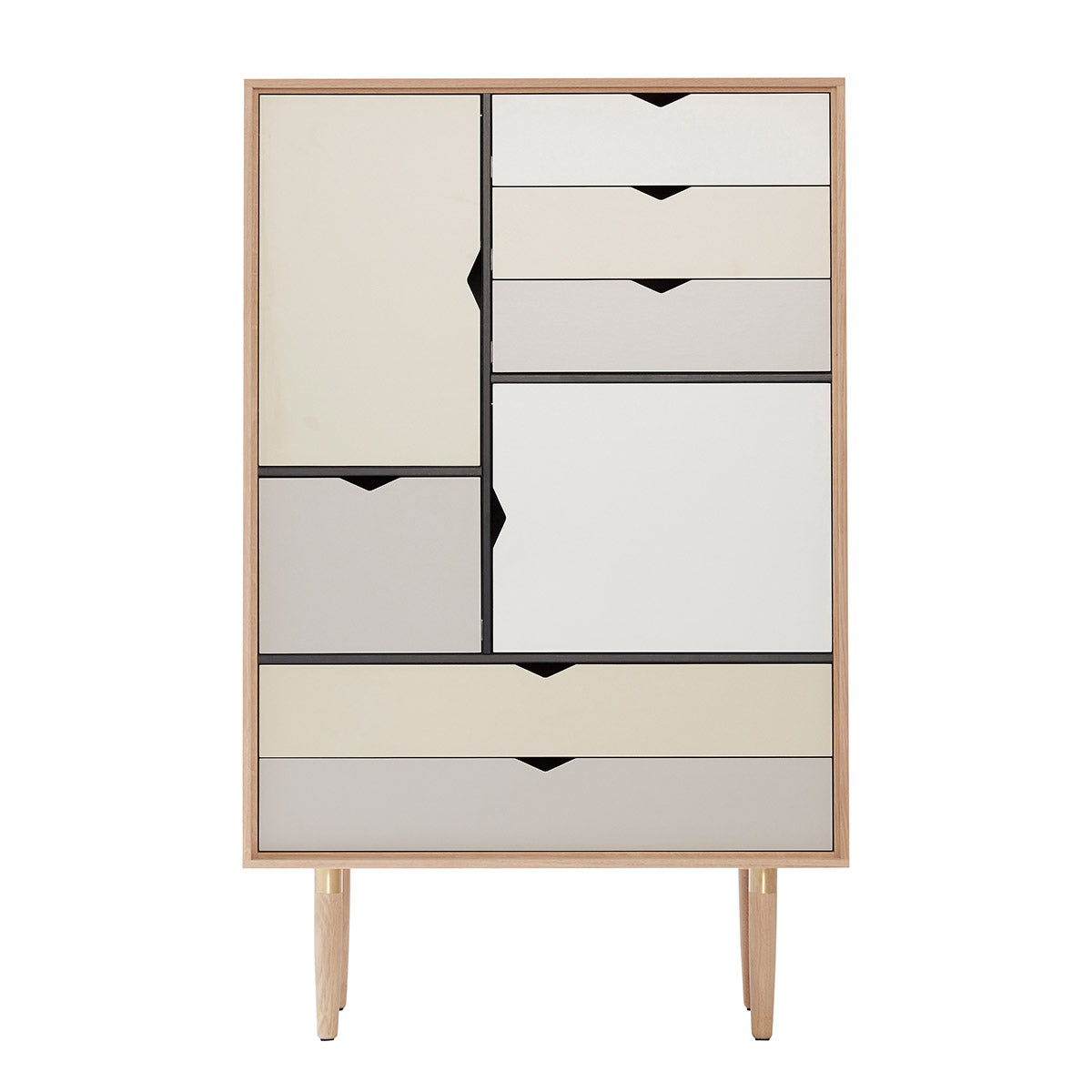 Andersen Furniture – S5 opbevaringsmøbel i eg/sæbe med flerfarvet front – B83xD43xH132 cm