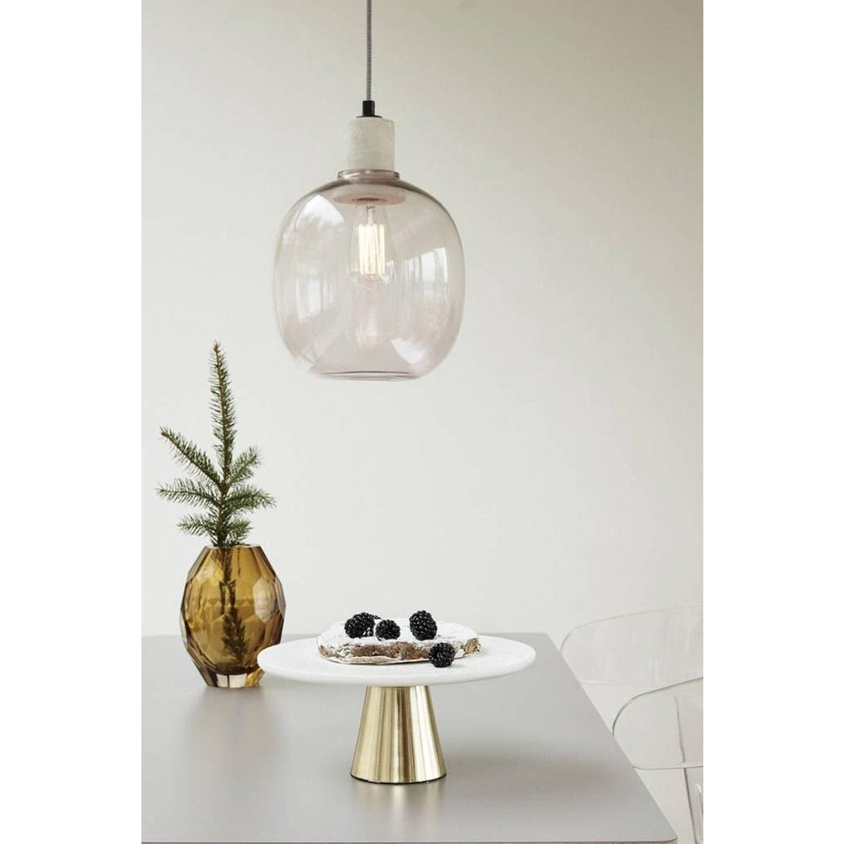 Hübsch – Pendel glas rosebeton – ø23xH30cm